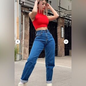 Fashion Nova High Rise Mom Blue Jeans
